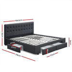 Artiss Bed Frame Queen Size with 4 Drawers Charcoal AVIO - Furniture > Bedroom