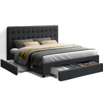 Artiss Bed Frame Queen Size with 4 Drawers Charcoal AVIO - Furniture > Bedroom