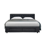 Artiss Bed Frame Queen Size with 4 Drawers Charcoal AVIO - Furniture > Bedroom