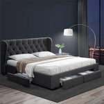 Artiss Bed Frame Queen Size with 4 Drawers Charcoal MILA - Furniture > Bedroom