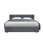 Artiss Bed Frame Queen Size with 4 Drawers Grey AVIO - Furniture > Bedroom