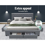 Artiss Bed Frame Queen Size with 4 Drawers Grey AVIO - Furniture > Bedroom