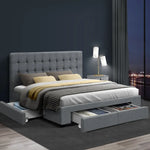 Artiss Bed Frame Queen Size with 4 Drawers Grey AVIO - Furniture > Bedroom