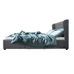 Artiss Bed Frame Queen Size with 4 Drawers Grey MILA - Furniture > Bedroom > Beds & Bed Frames