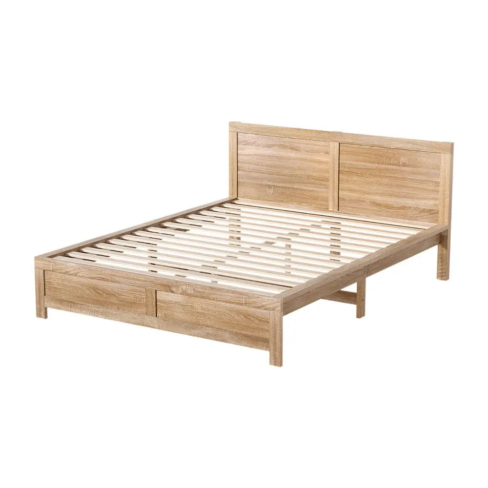 Artiss Bed Frame Queen Size Wooden Acacia Wood OATMEAL - Furniture > Bedroom > Beds & Bed Frames