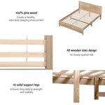 Artiss Bed Frame Queen Size Wooden Acacia Wood OATMEAL - Furniture > Bedroom > Beds & Bed Frames