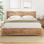 Artiss Bed Frame Queen Size Wooden Acacia Wood OATMEAL - Furniture > Bedroom > Beds & Bed Frames