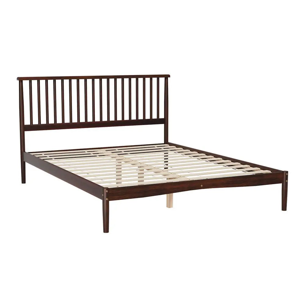 Artiss Bed Frame Queen Size Wooden Base Mattress Platform Timber Walnut VISE - Furniture > Bedroom