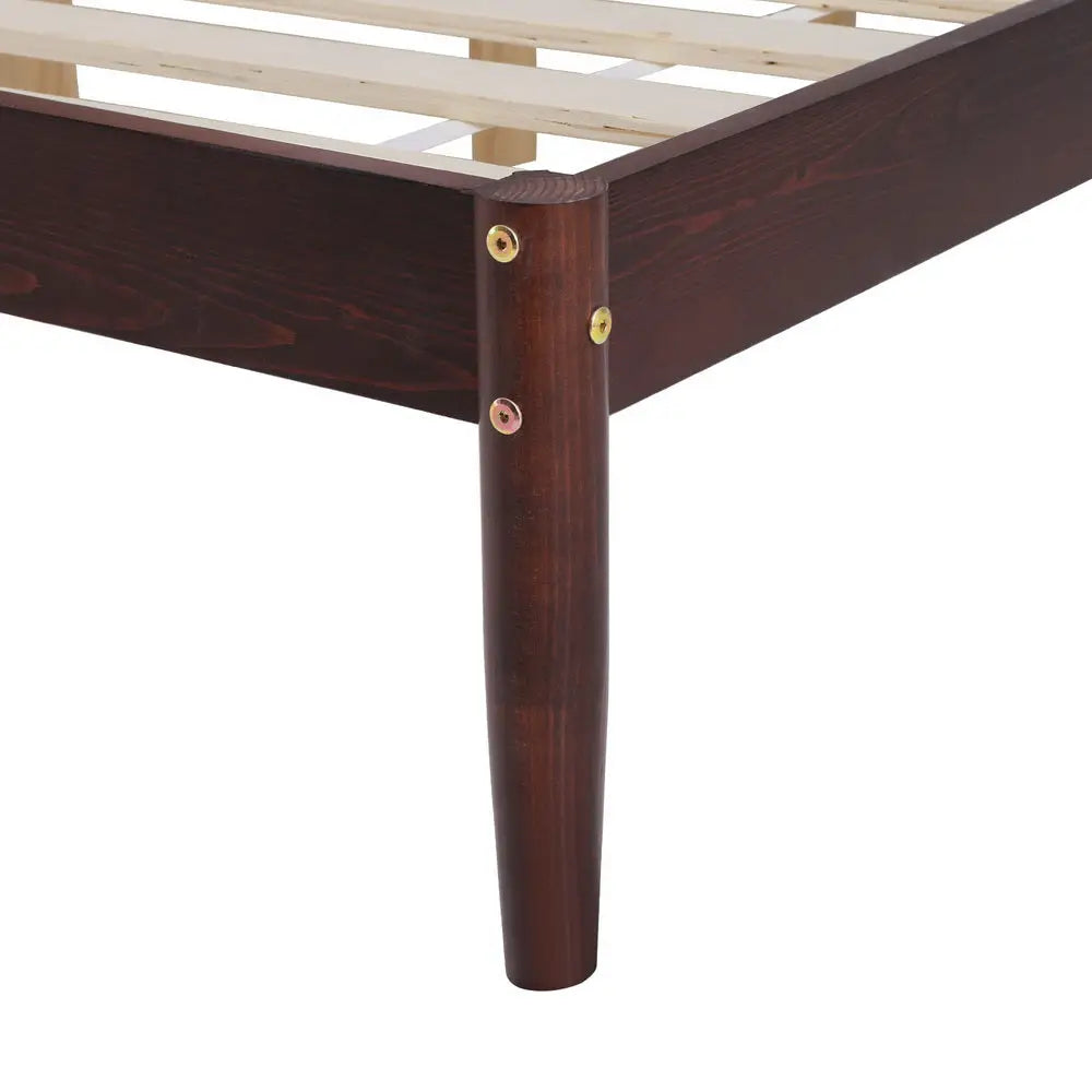 Artiss Bed Frame Queen Size Wooden Base Mattress Platform Timber Walnut VISE - Furniture > Bedroom