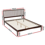 Artiss Bed Frame Queen Size Wooden Base Mattress Platform Timber Walnut VISE - Furniture > Bedroom