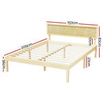 Artiss Bed Frame Queen Size Wooden Base Mattress Platform Timber Pine YUMI - Furniture > Bedroom > Beds & Bed Frames