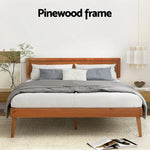 Artiss Bed Frame Queen Size Wooden Bed Base Walnut SPLAY - Furniture > Bedroom > Beds & Bed Frames