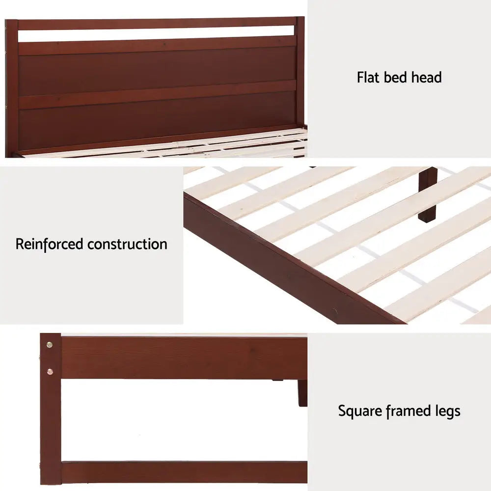 Artiss Bed Frame Queen Size Wooden Walnut WITTON - Furniture > Bedroom > Beds & Bed Frames