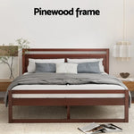Artiss Bed Frame Queen Size Wooden Walnut WITTON - Furniture > Bedroom > Beds & Bed Frames