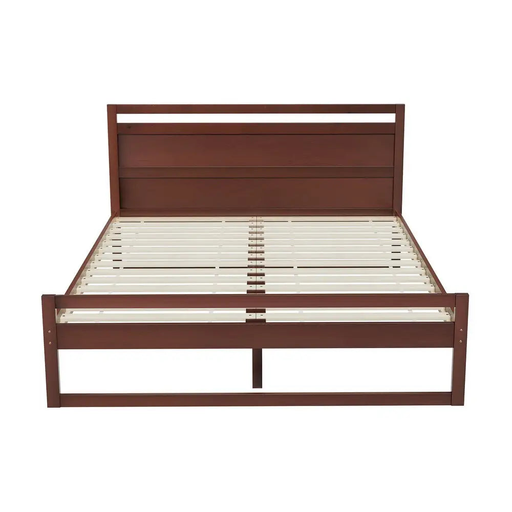 Artiss Bed Frame Queen Size Wooden Walnut WITTON - Furniture > Bedroom > Beds & Bed Frames