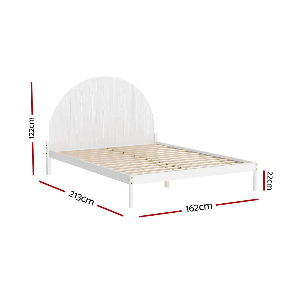 Artiss Bed Frame Queen Size Wooden White DALY - Furniture > Bedroom > Beds & Bed Frames