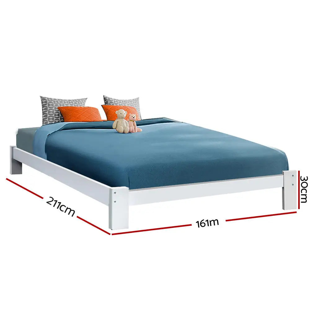 Artiss Bed Frame Queen Size Wooden White JADE - Furniture > Bedroom