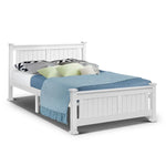 Artiss Bed Frame Queen Size Wooden White RIO - Furniture > Bedroom