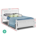 Artiss Bed Frame Queen Size Wooden White RIO - Furniture > Bedroom