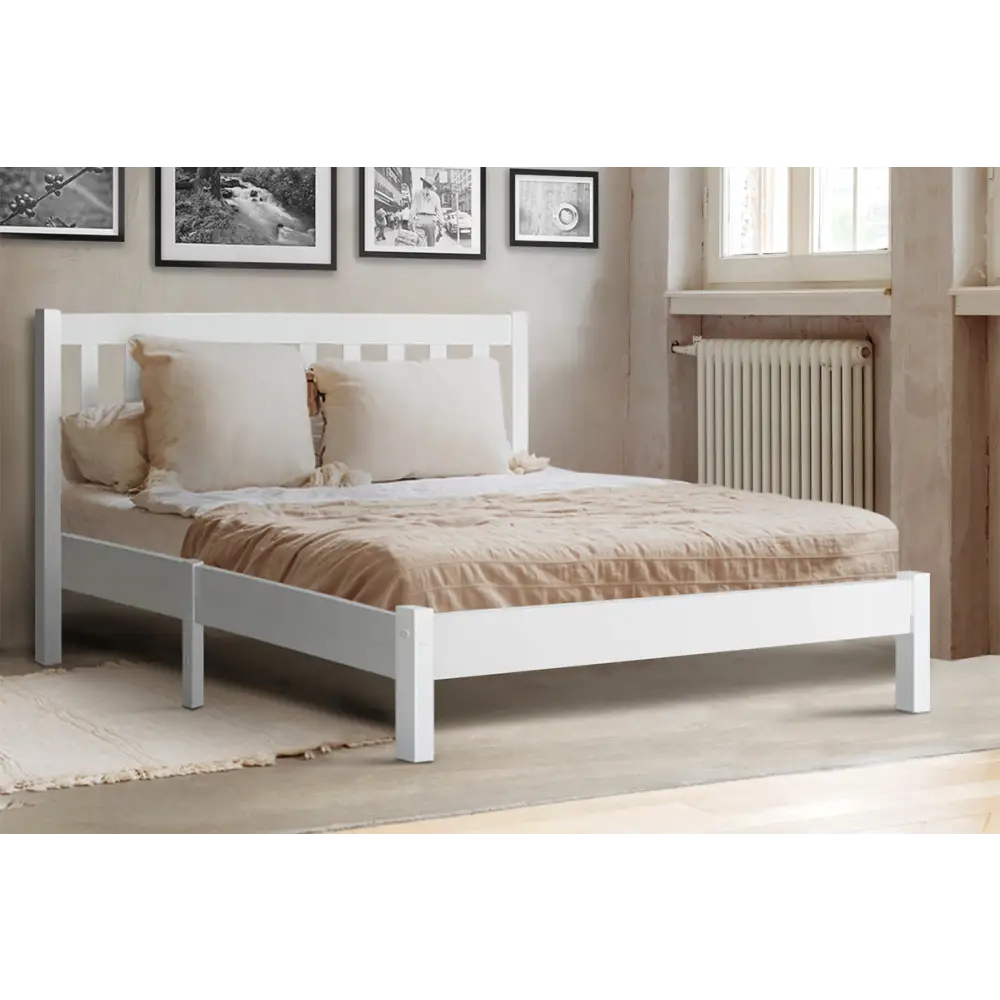 Artiss Bed Frame Queen Size Wooden White SOFIE - Furniture > Bedroom