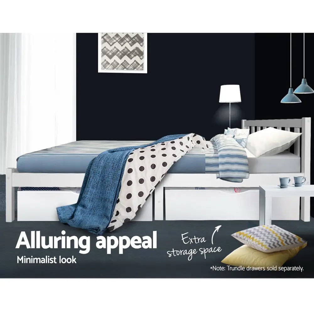 Artiss Bed Frame Queen Size Wooden White SOFIE - Furniture > Bedroom
