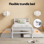 Artiss Bed Frame Single Size 2-in-1 Trundle Wooden White AVIS - Furniture > Bedroom > Beds & Bed Frames