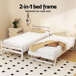 Artiss Bed Frame Single Size 2-in-1 Trundle Wooden White AVIS - Furniture > Bedroom > Beds & Bed Frames