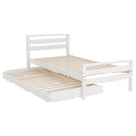 Artiss Bed Frame Single Size 2-in-1 Trundle Wooden White AVIS - Furniture > Bedroom > Beds & Bed Frames