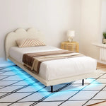 Artiss Bed Frame Single Size Boucle Beige SASA - Furniture > Bedroom