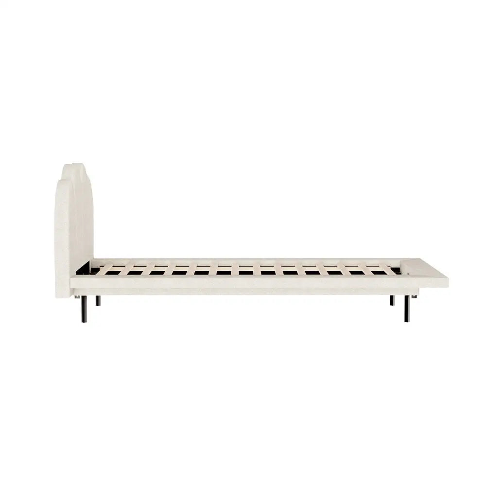 Artiss Bed Frame Single Size Boucle Beige SASA - Furniture > Bedroom