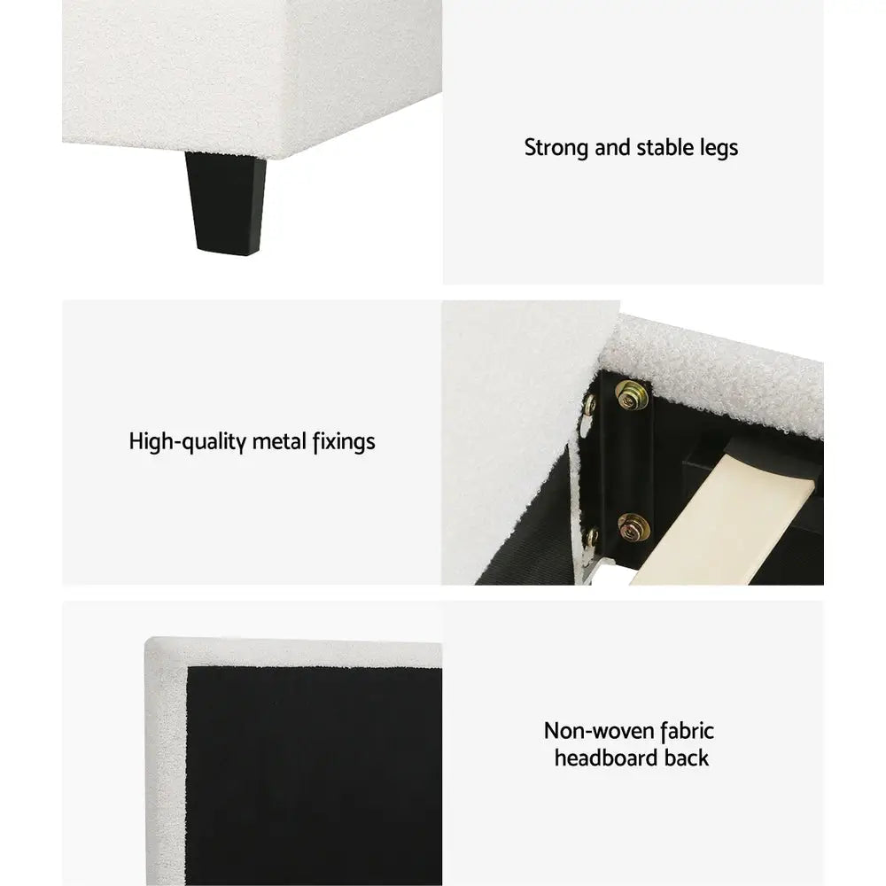 Artiss Bed Frame Single Size Boucle NEO - Furniture > Bedroom