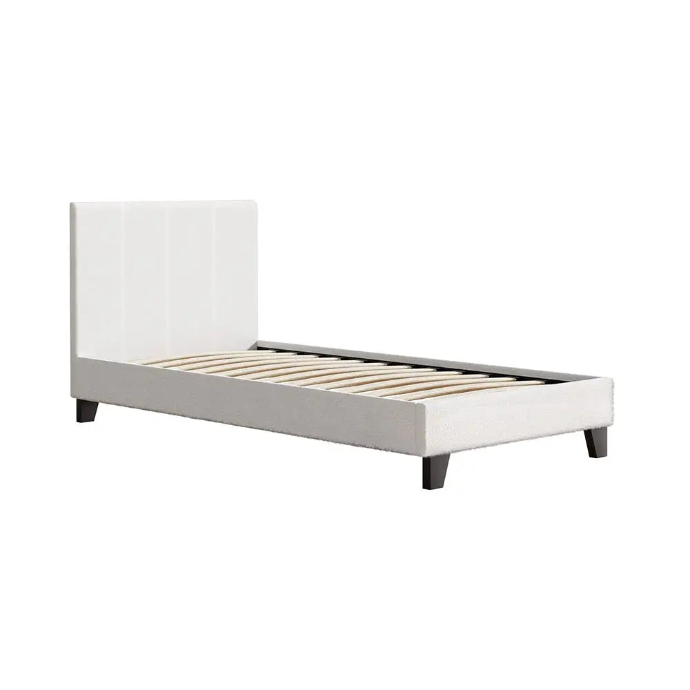 Artiss Bed Frame Single Size Boucle NEO - Furniture > Bedroom