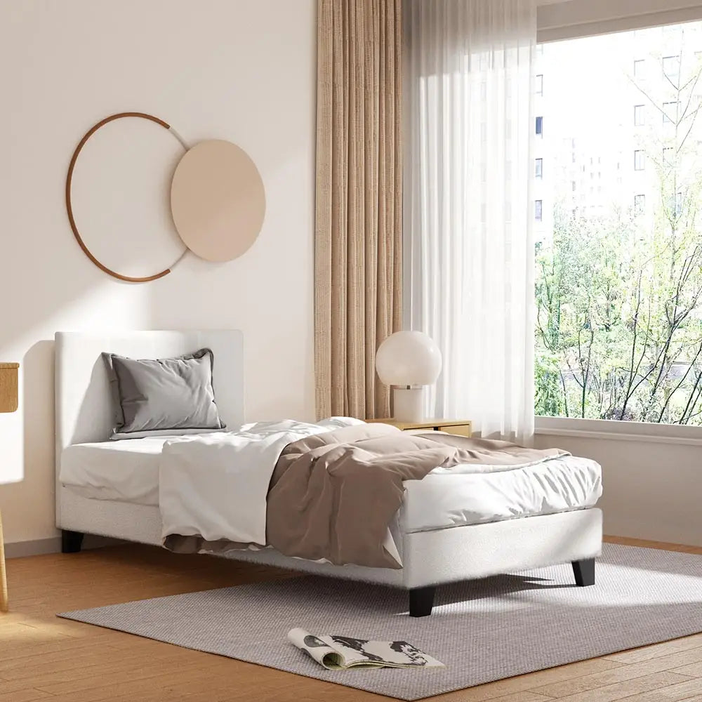Artiss Bed Frame Single Size Boucle NEO - Furniture > Bedroom