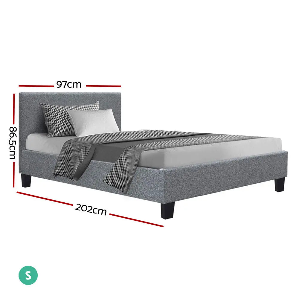 Artiss Bed Frame Single Size Grey NEO - Furniture > Bedroom