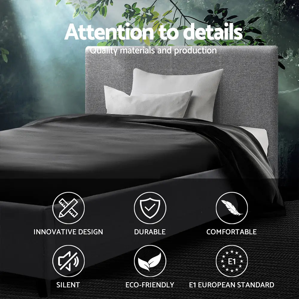 Artiss Bed Frame Single Size Grey NEO - Furniture > Bedroom