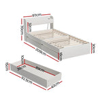 Artiss Bed Frame Single Size Mattress Base wtih Charging Ports 2 Storage Drawers - Furniture > Bedroom > Beds & Bed