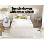 Artiss Bed Frame Single Size Mattress Base wtih Charging Ports 2 Storage Drawers - Furniture > Bedroom > Beds & Bed