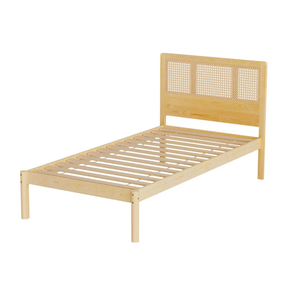 Artiss Bed Frame Single Size Rattan Wooden RITA - Furniture > Bedroom > Beds & Bed Frames