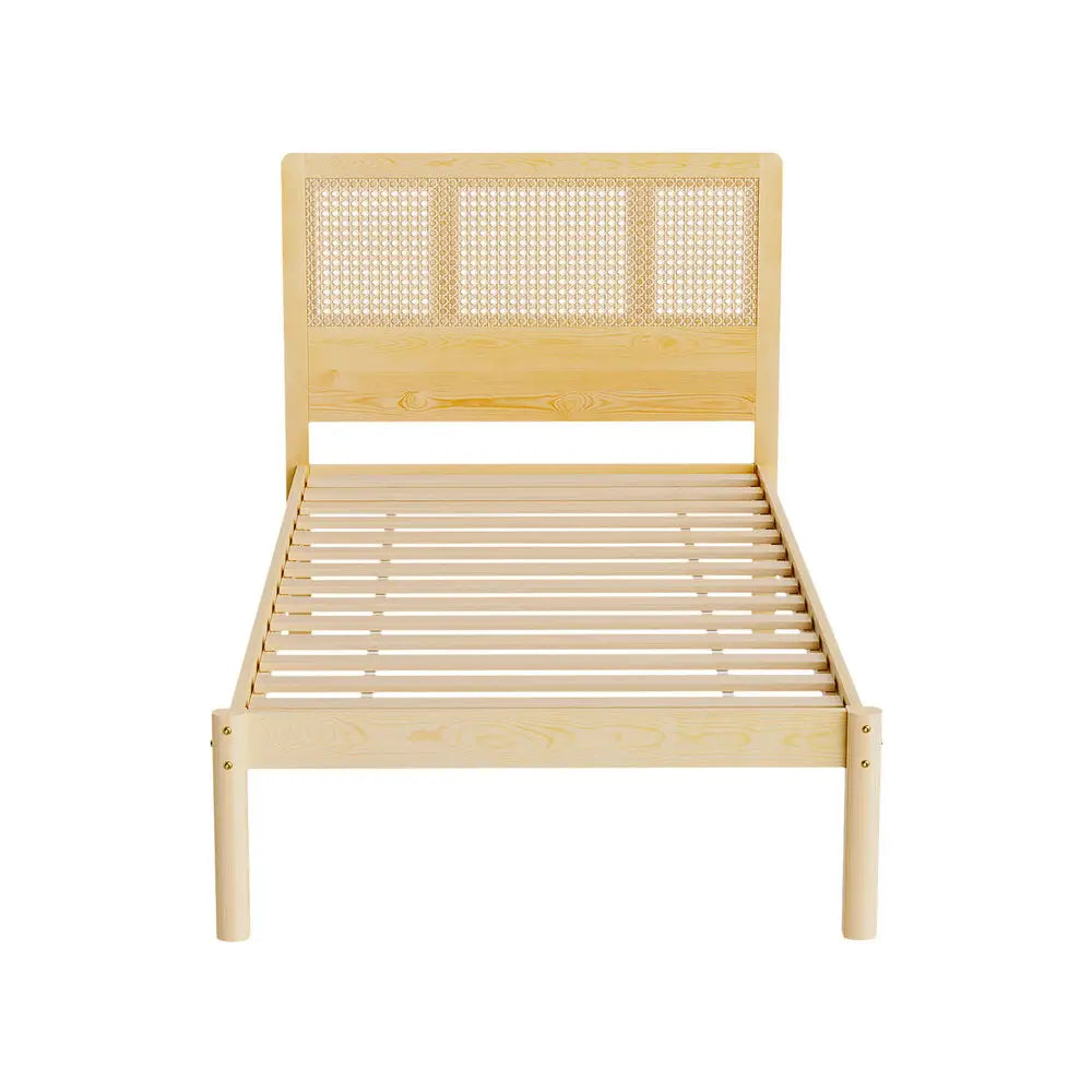 Artiss Bed Frame Single Size Rattan Wooden RITA - Furniture > Bedroom > Beds & Bed Frames