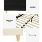 Artiss Bed Frame Single Size Velvet Cream ELLA - Furniture > Bedroom