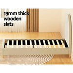 Artiss Bed Frame Single Size Velvet Cream ELLA - Furniture > Bedroom