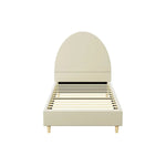 Artiss Bed Frame Single Size Velvet Cream ELLA - Furniture > Bedroom