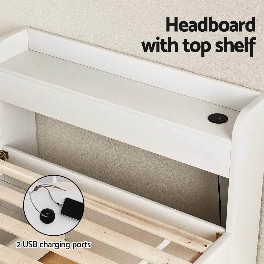 Artiss Bed Frame Single Size with Charging Ports and 2 Drawers AURA - Furniture > Bedroom > Beds & Bed Frames