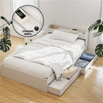 Artiss Bed Frame Single Size with Charging Ports and 2 Drawers AURA - Furniture > Bedroom > Beds & Bed Frames