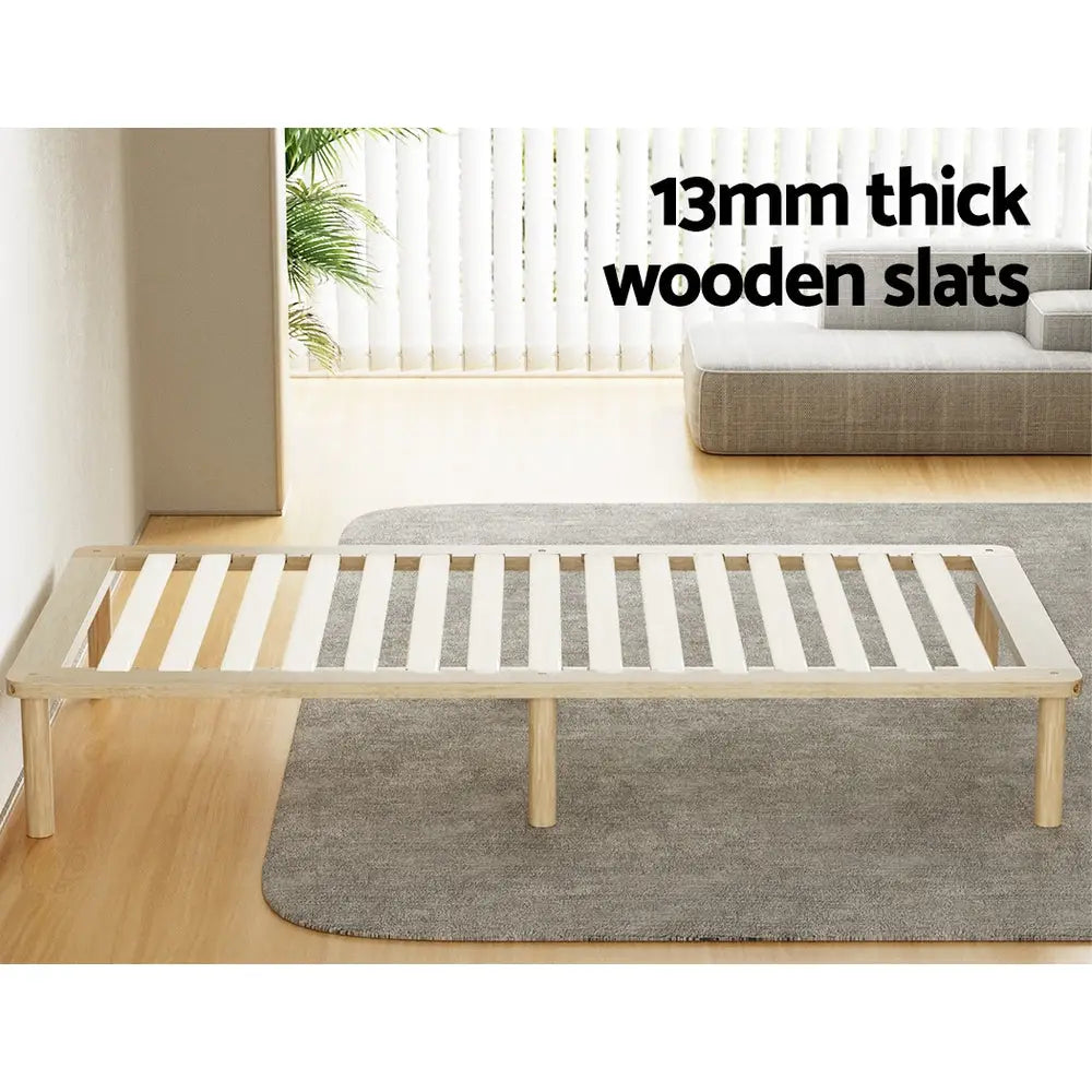 Artiss Bed Frame Single Size Wooden Base Mattress Platform Timber Pine AMBA - Furniture > Bedroom > Beds & Bed Frames