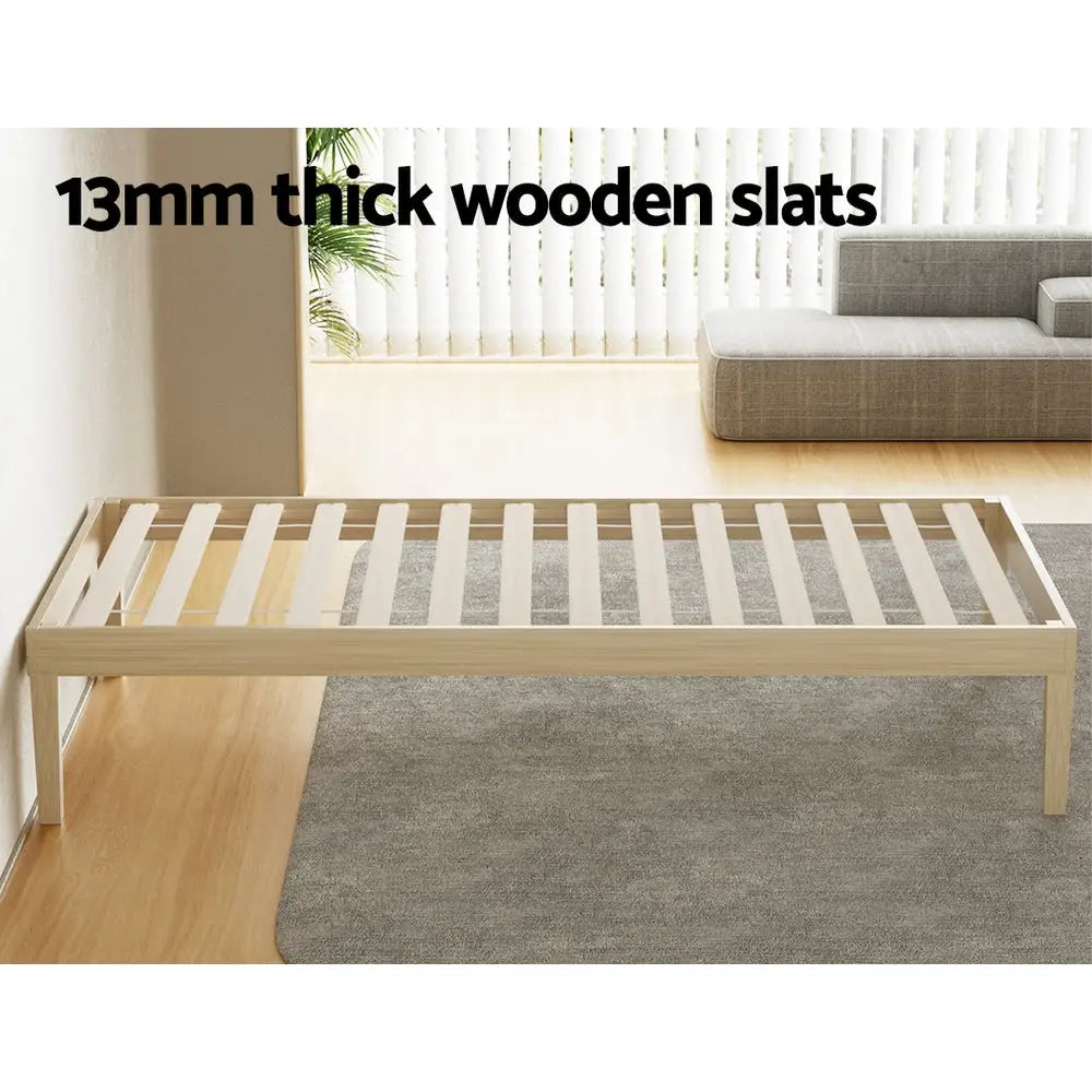 Artiss Bed Frame Single Size Wooden Base Mattress Platform Timber Pine BRUNO - Furniture > Bedroom > Beds & Bed Frames