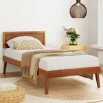 Artiss Bed Frame Single Size Wooden Bed Base Walnut SPLAY - Furniture > Bedroom