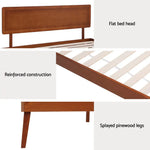 Artiss Bed Frame Single Size Wooden Bed Base Walnut SPLAY - Furniture > Bedroom