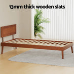 Artiss Bed Frame Single Size Wooden Bed Base Walnut SPLAY - Furniture > Bedroom