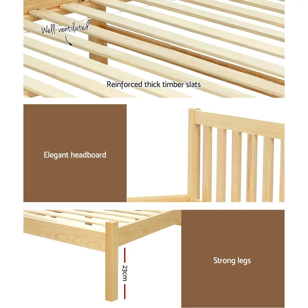 Artiss Bed Frame Single Size Wooden Oak SOFIE - Furniture > Bedroom